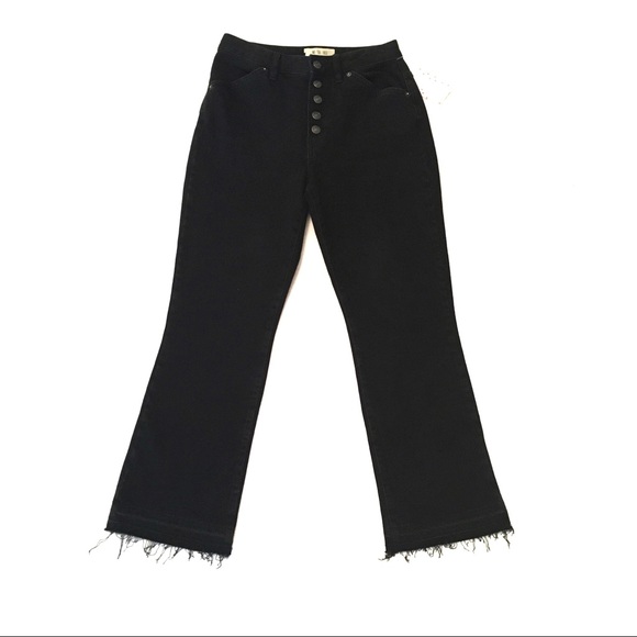 Free People | Black High Rise Raw Hem Crop Jeans - Picture 3 of 8